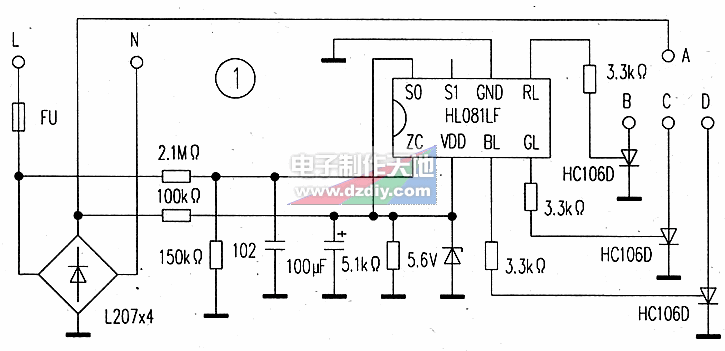 ߲LEDƴƵ·HL081 LED control circuit