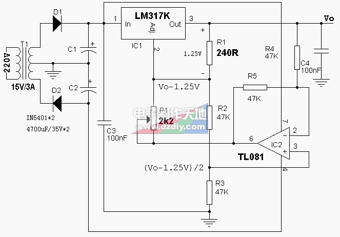 LM317+TL0810-12V/3AɵԴLM317+TL081 Adjustable power supply 