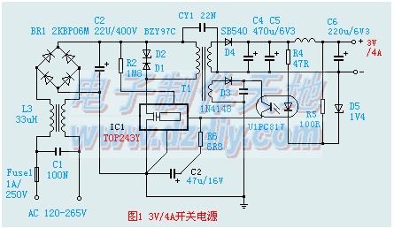 TOP2433V/4A ЧʿѹԴ·ͼTOP243 power supply