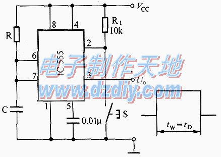 ̬ʽʱ·NE555 Uni-stable state circuit 